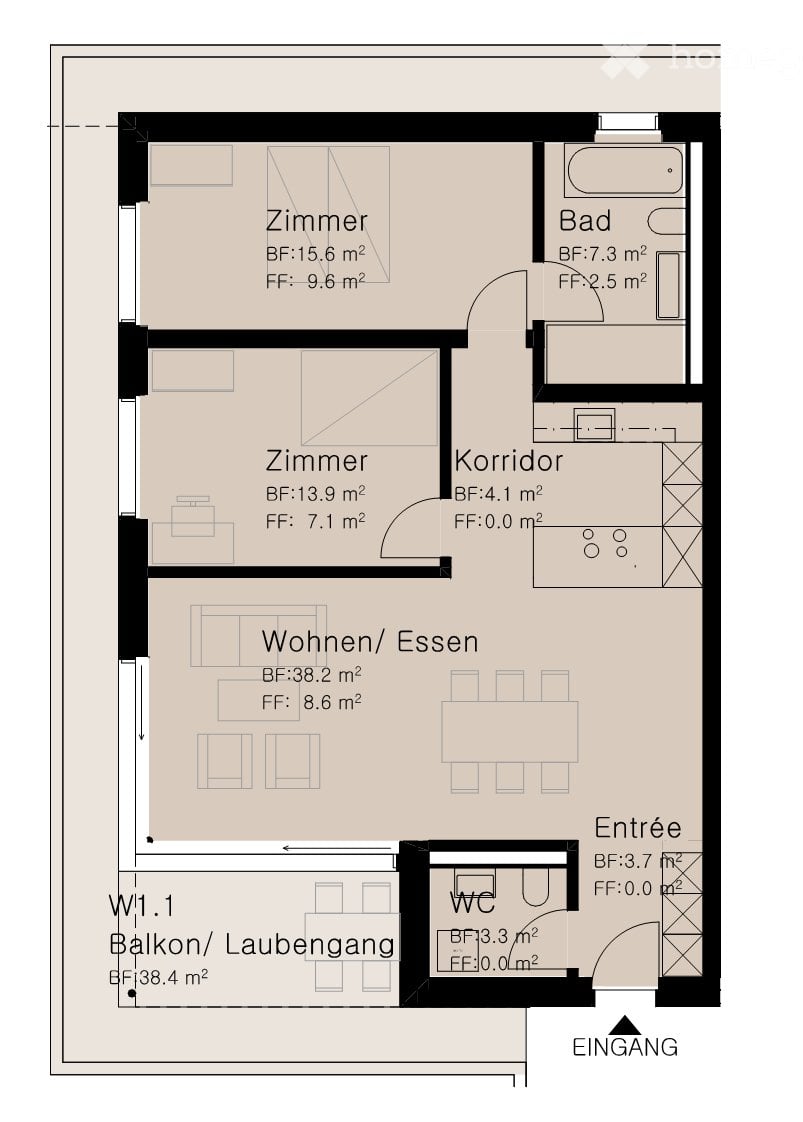 Appartement de 3 ½ pièces, photo 1 sur 3