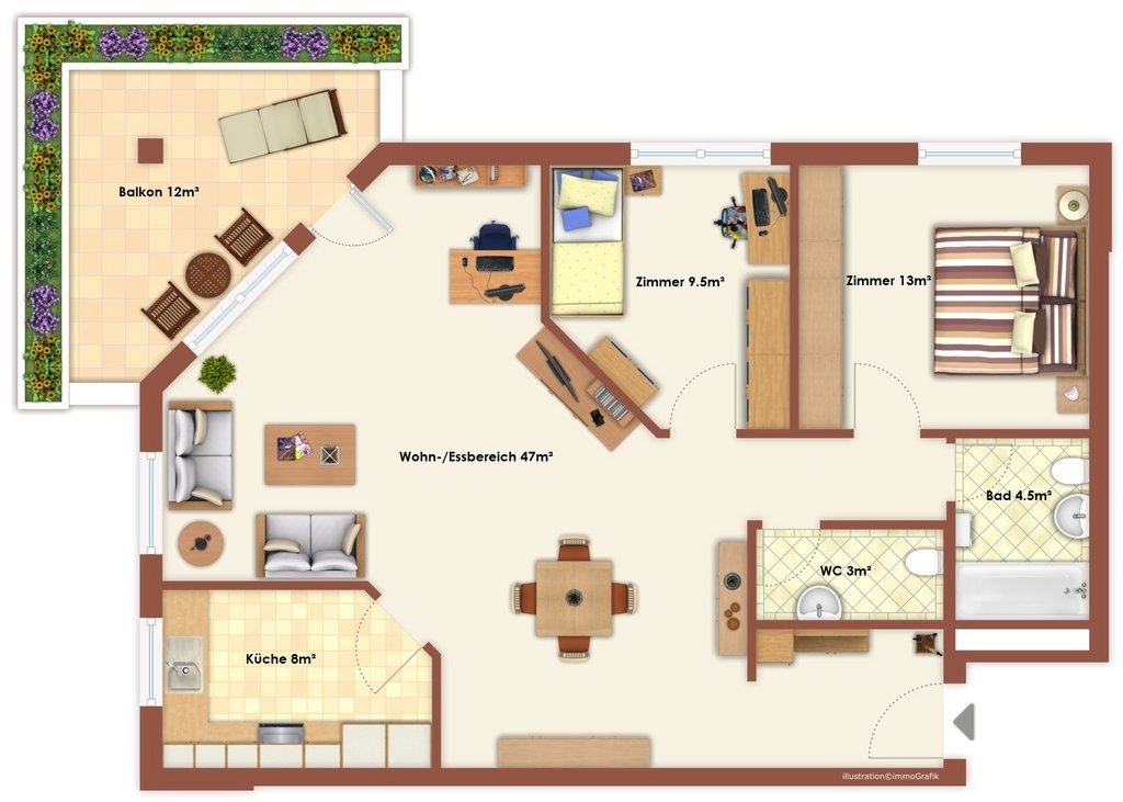 3 ½ pièces appartement