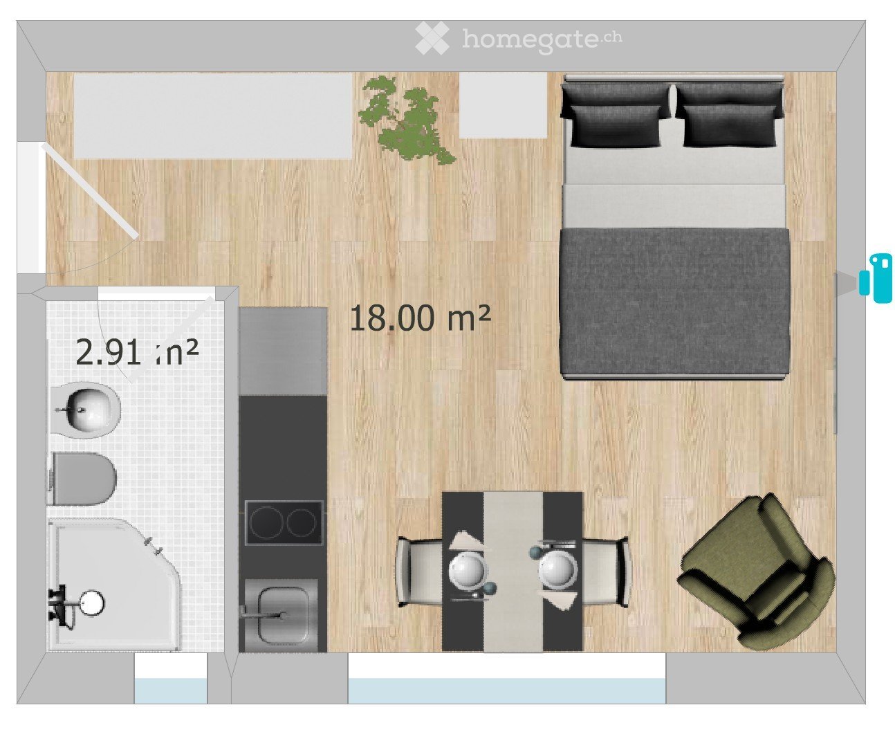 1 room apartment, photo 4 of 4