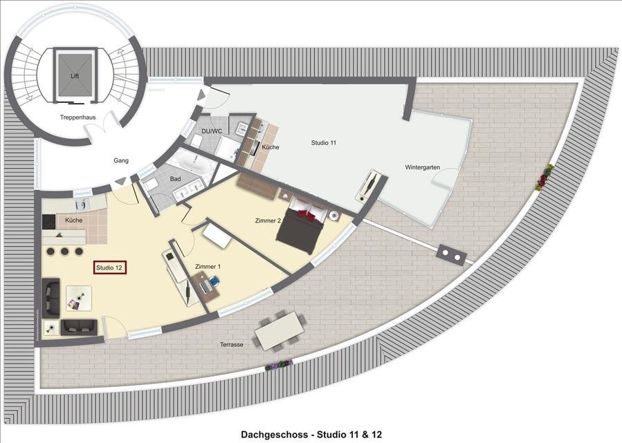 3-Zimmer-Wohnung möbliert