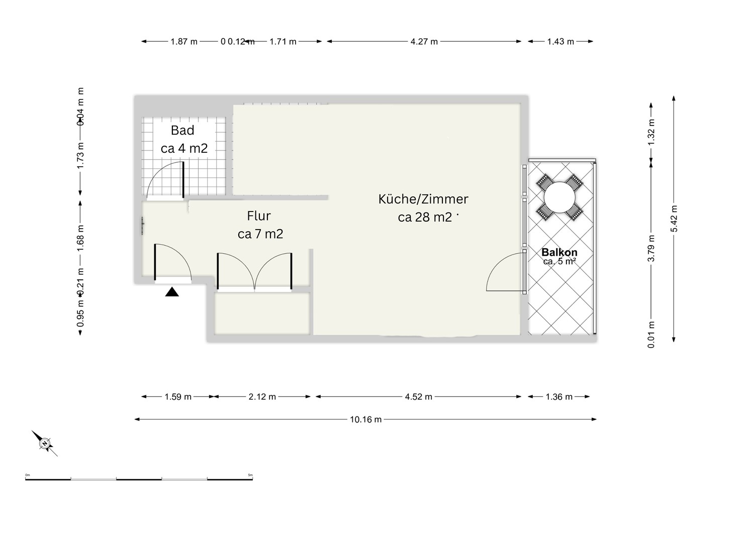 1 ½ rooms apartment