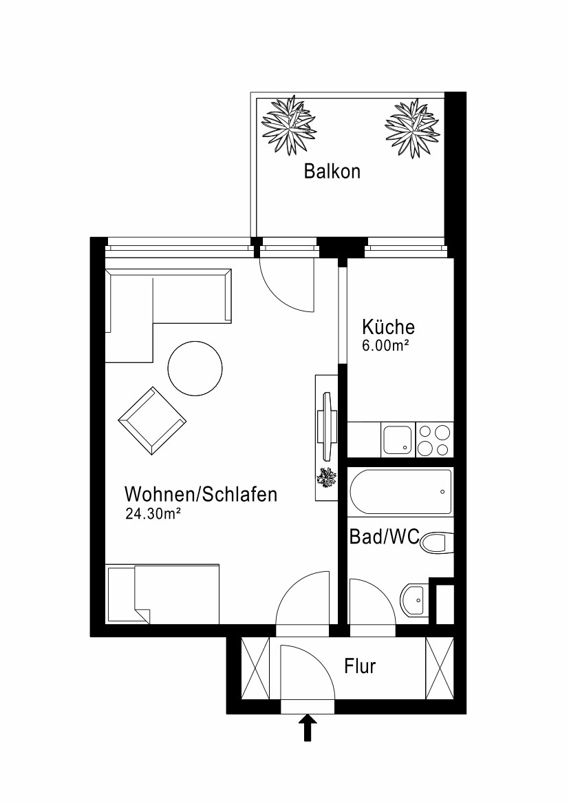 1 ½ pièces appartement