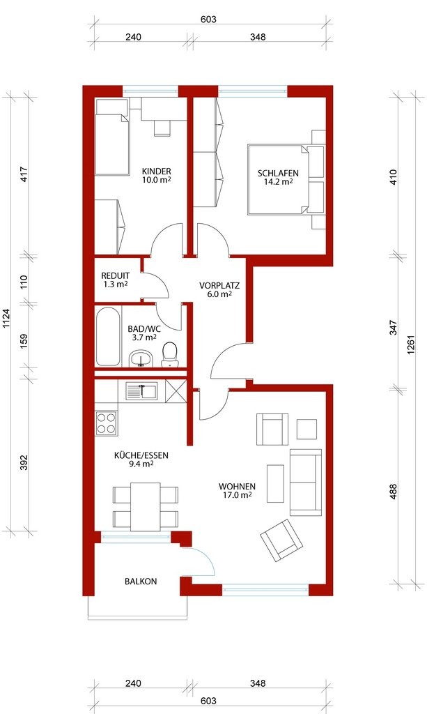 3 ½ pièces appartement
