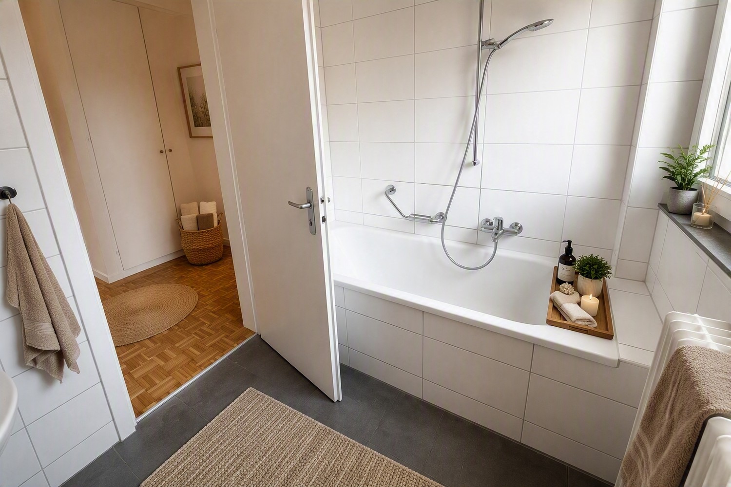 Vivere in città con un fattore benessere – la spaziosità incontra la qualità abitativa

Questo attraente appartamento entusiasma con una sensazione di spazio aperto, molta luce naturale e un arredamento senza tempo. Le ampie superfici abitative creano le premesse ideali per concetti abitativi indivi