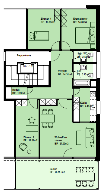 2 ½ rooms apartment