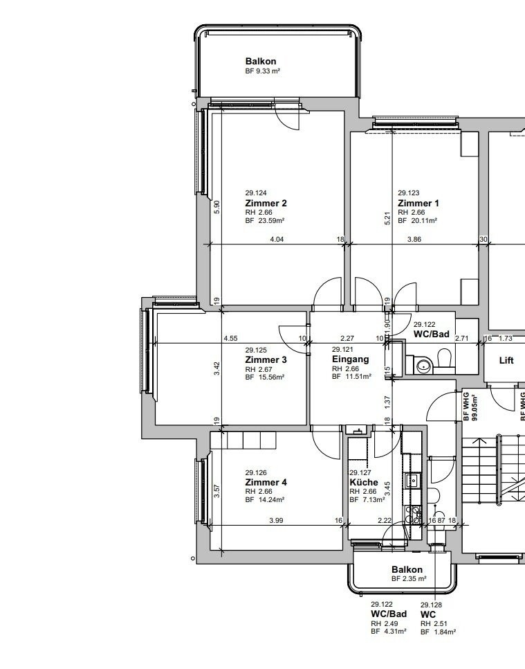 4 rooms apartment