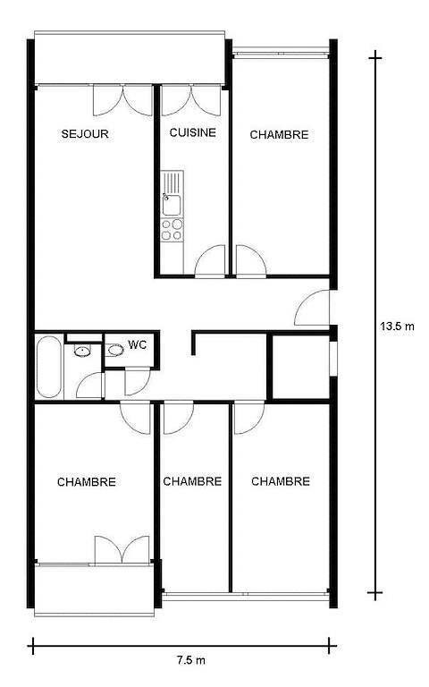 6 rooms apartment