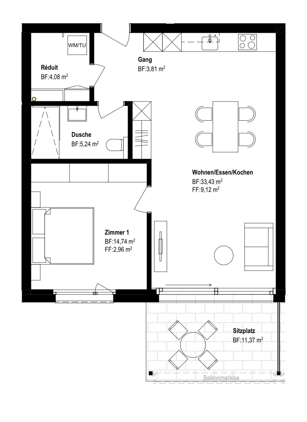 2 ½ rooms apartment