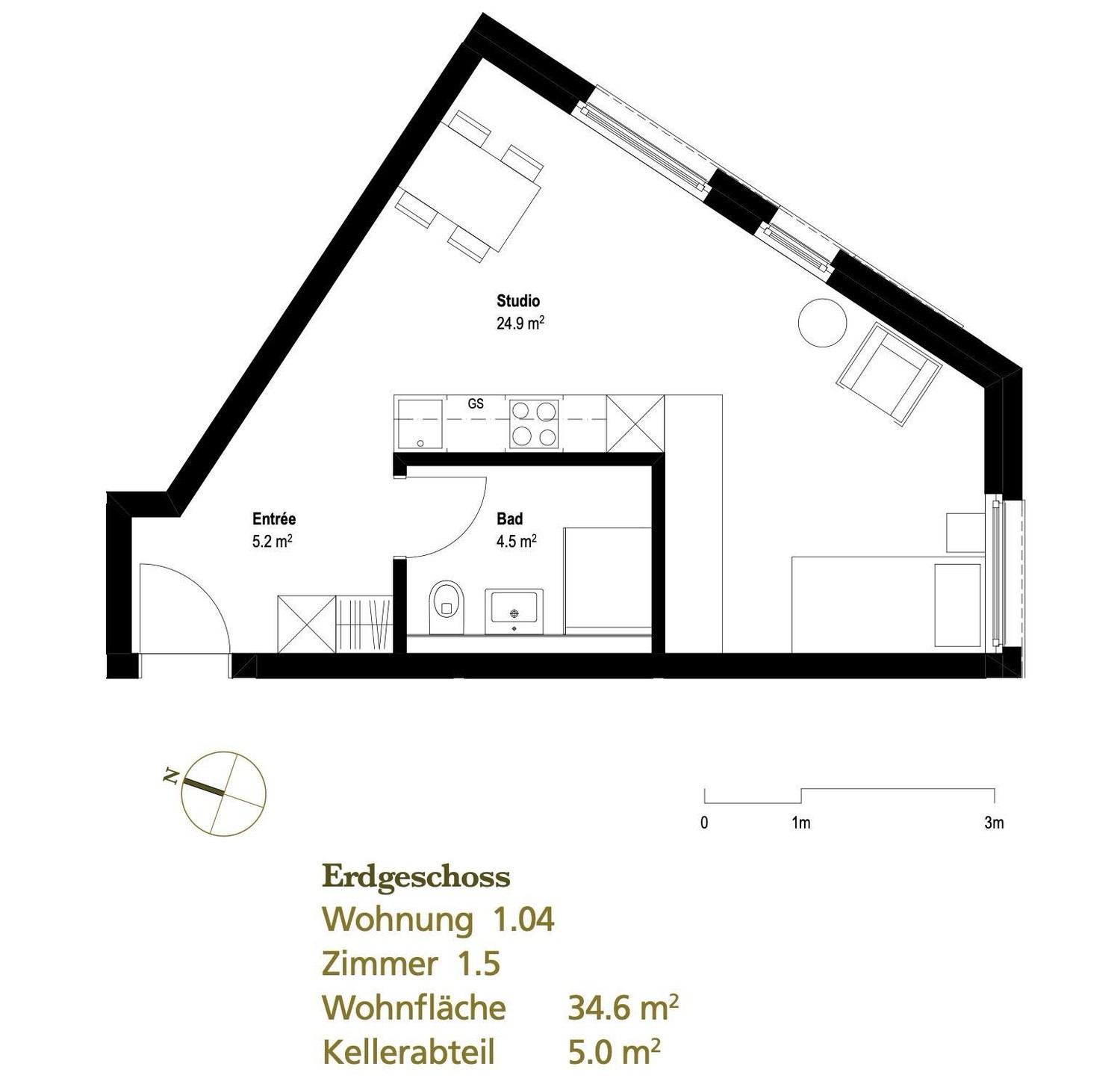 1 ½ rooms apartment