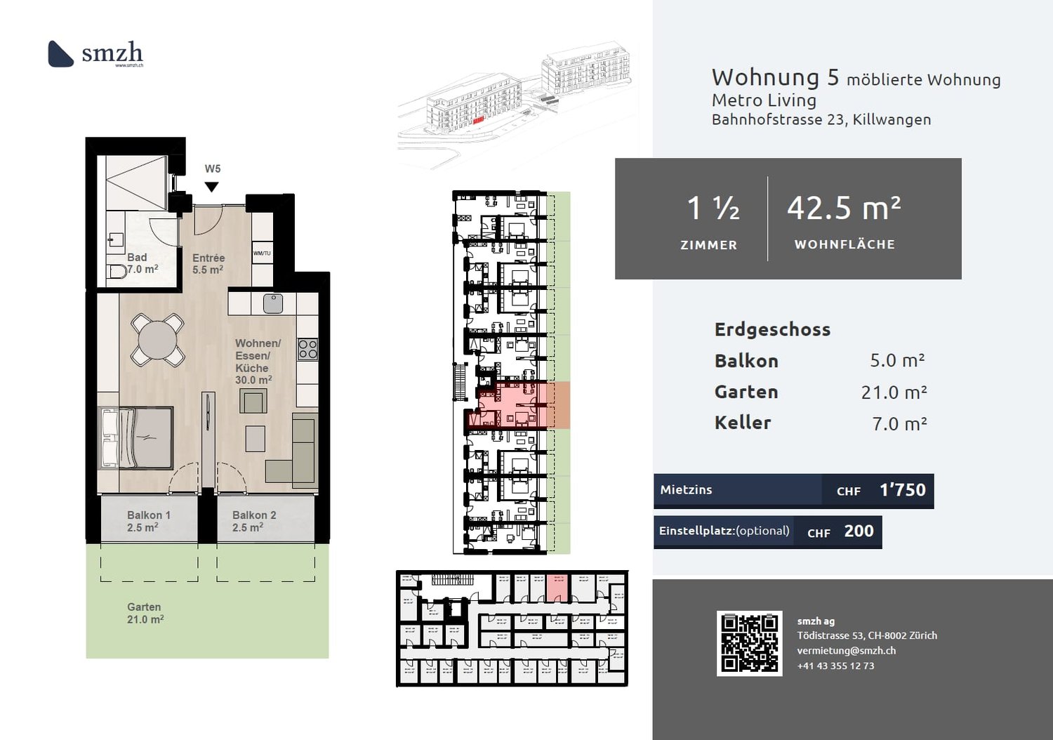 1 ½ rooms apartment