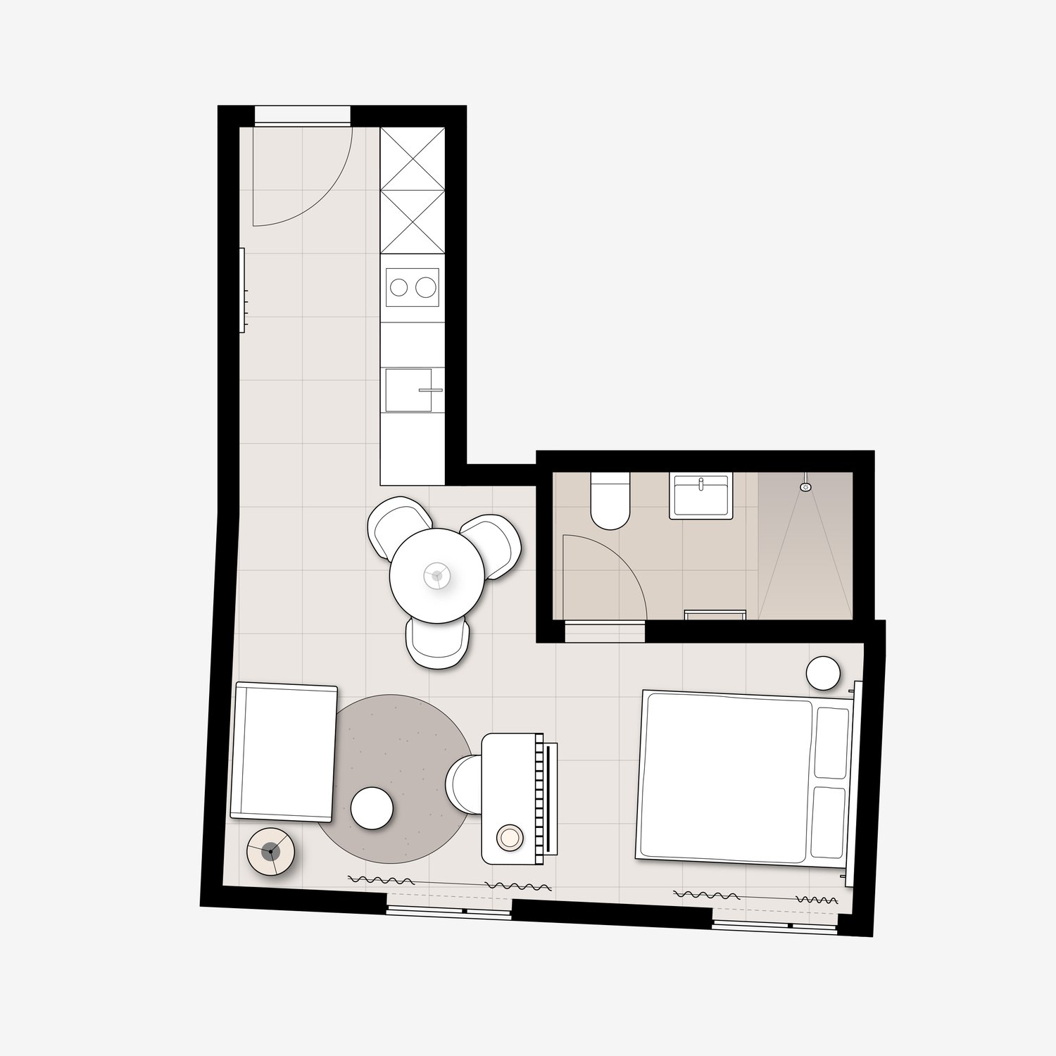 1 ½ pièces appartement meublé