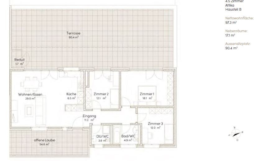 4 ½ rooms attic flat