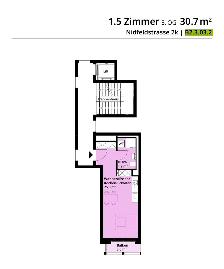 Appartement de 1 ½ pièces