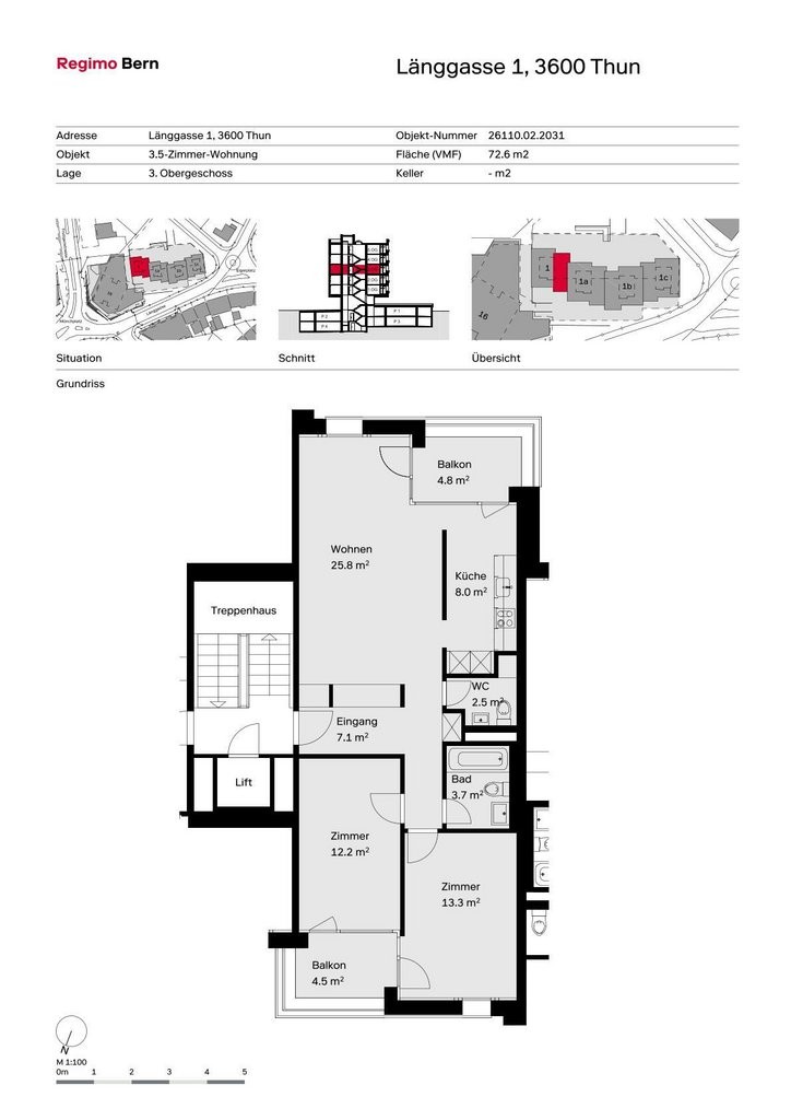 3 ½ rooms apartment