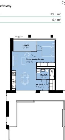 1 ½ rooms apartment