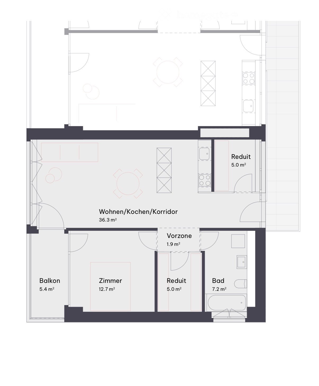 2 ½ rooms apartment