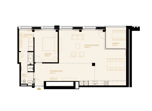 2 ½ rooms apartment