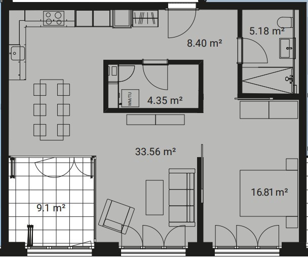 2 ½ rooms apartment