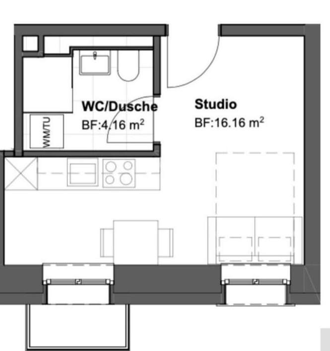 1 ½ rooms apartment