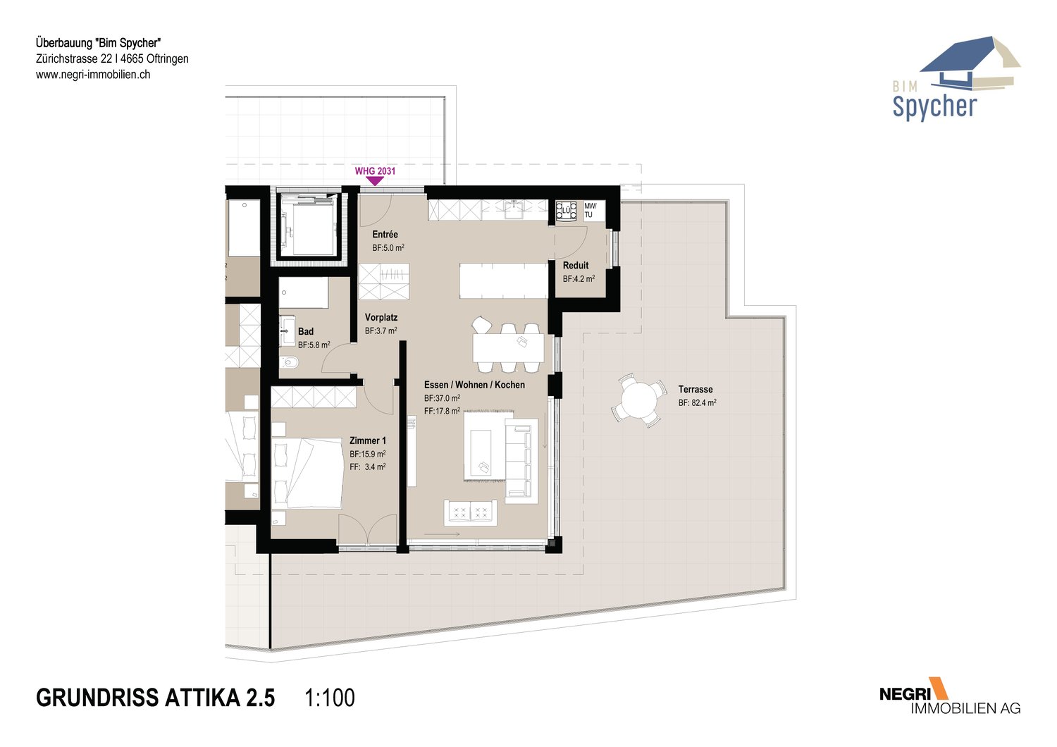 2 ½ room attic flat