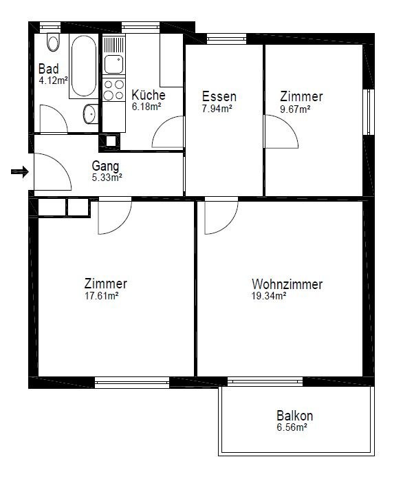 3 ½ rooms apartment
