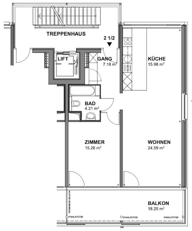 1 ½ rooms furnished flat