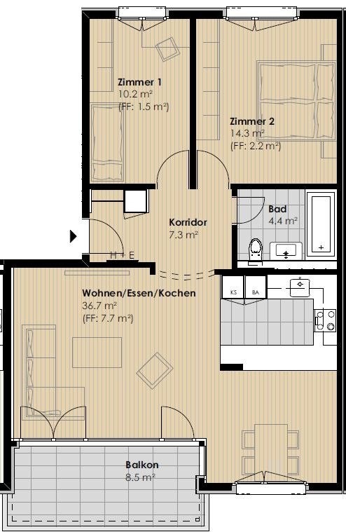 3 ½ rooms apartment