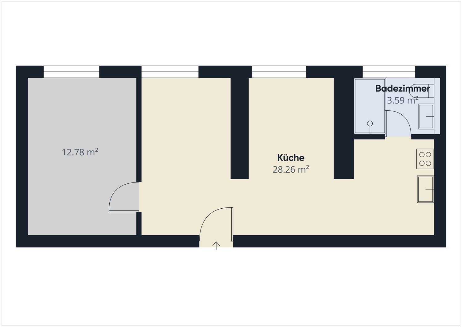 2 ½ pièces appartement au dernier étage