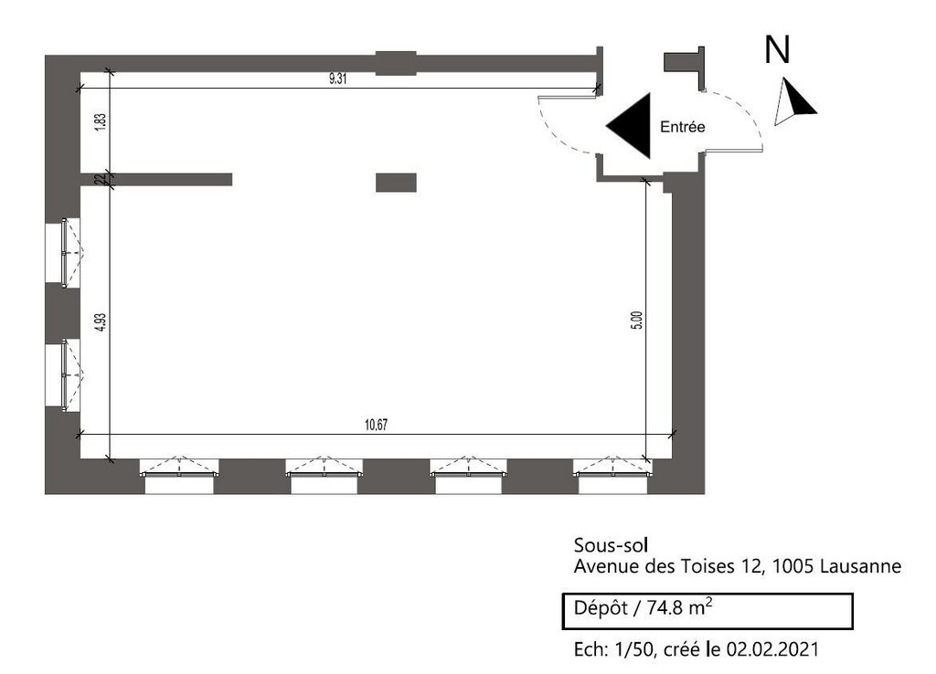 50m² storage room