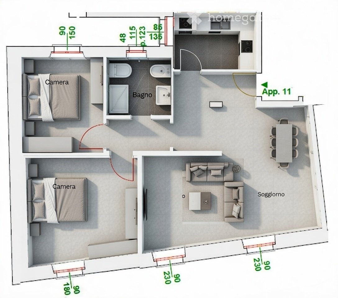 3 pièces appartement