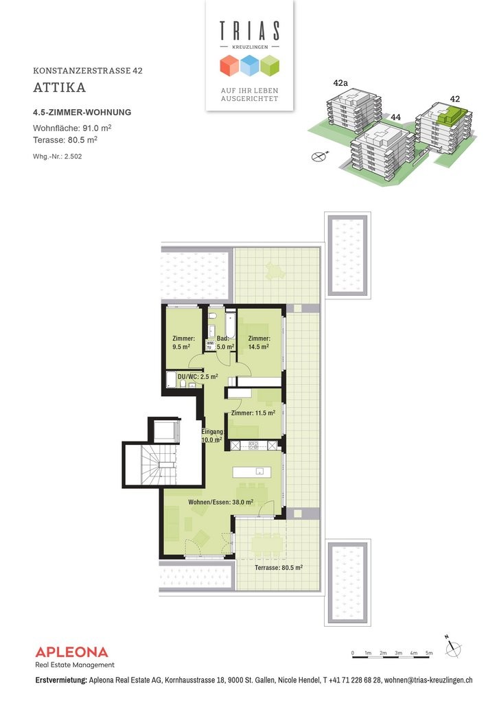 Appartement mansardé de 2 ½ pièces