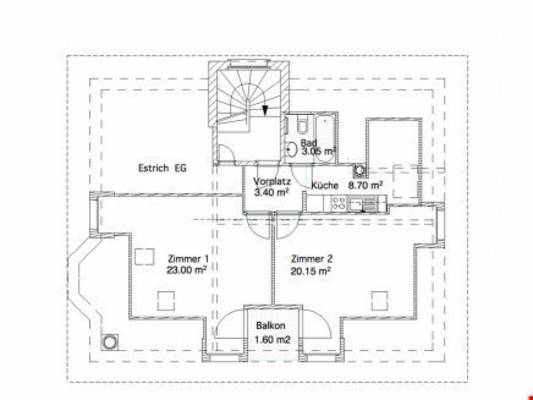 2 ½ pièces appartement au dernier étage