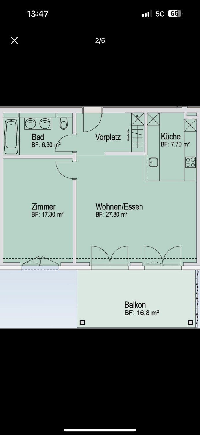 1 ½ rooms apartment