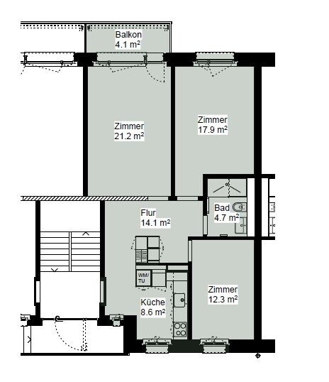 3 rooms apartment