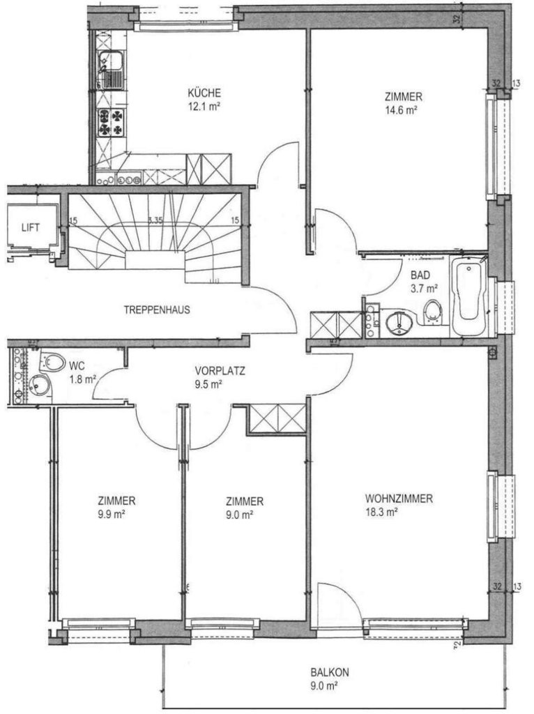 4 pièces appartement