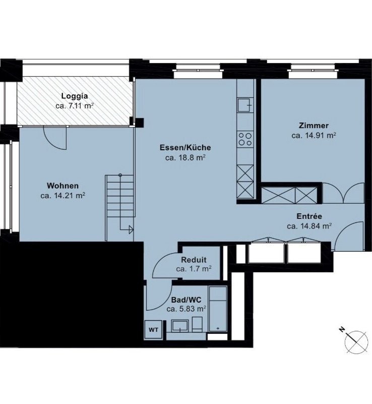 2 ½ rooms furnished flat