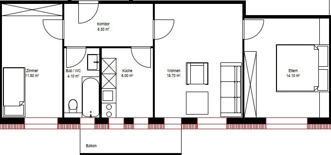3 ½ rooms apartment