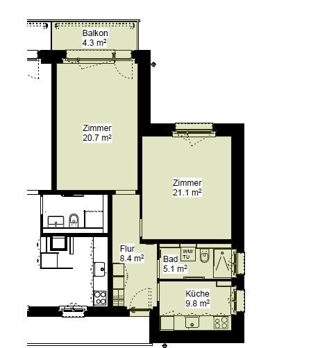 2 rooms apartment