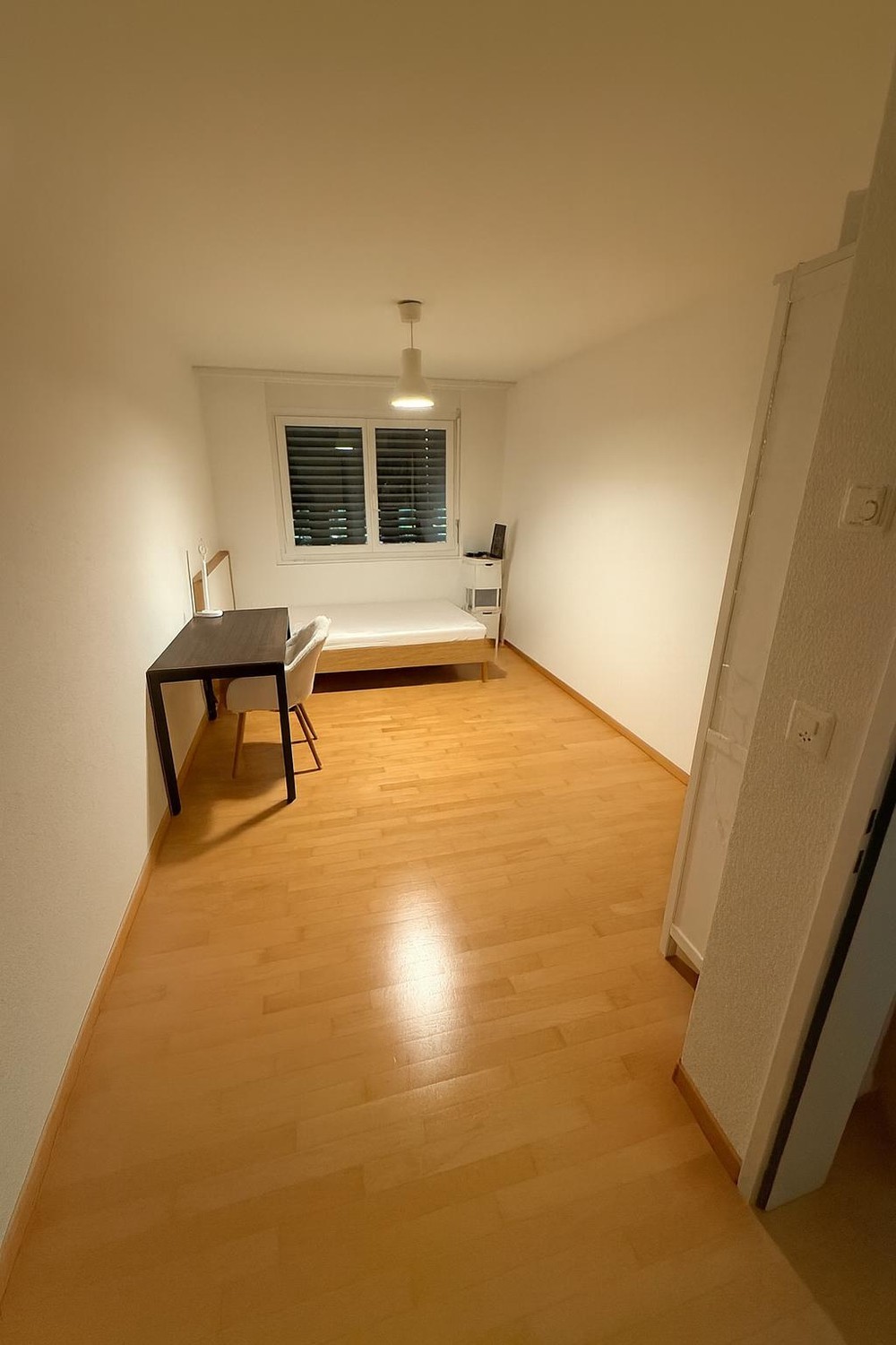 Chambre dans une colocation

Je cherche un colocataire dans un appartement de 3.5 pièces avec deux grandes chambres doubles et deux salles de bain. L'appartement est entièrement meublé, y compris les chambres. 
Espace de vie : 100 mètres carrés et grand balcon. Parking et garage souterrain sont disp