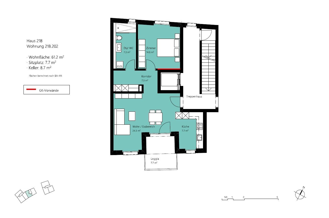 2 ½ pièces appartement