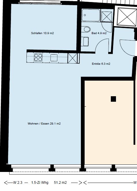 1 ½ rooms apartment