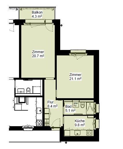 2 rooms apartment, photo 7 of 7