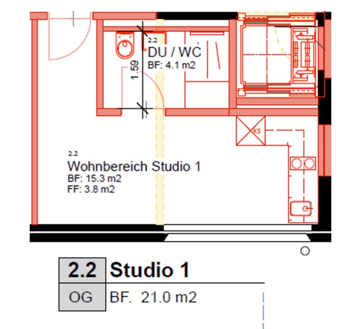 1 pièce appartement meublé