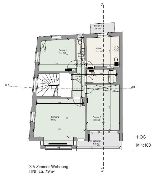 3 pièces appartement
