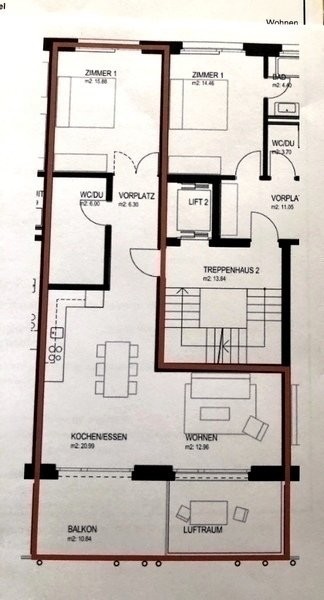 2 ½ rooms furnished flat