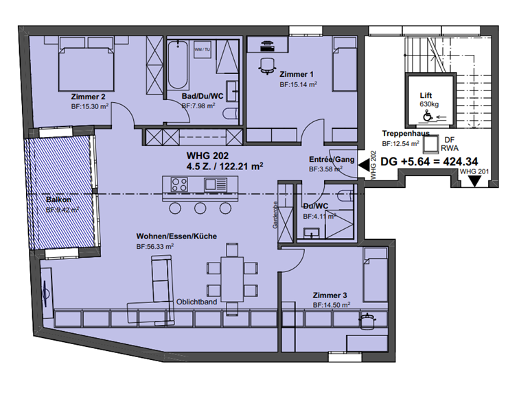 3 ½ rooms roof flat