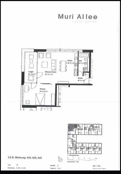 2 ½ rooms furnished flat