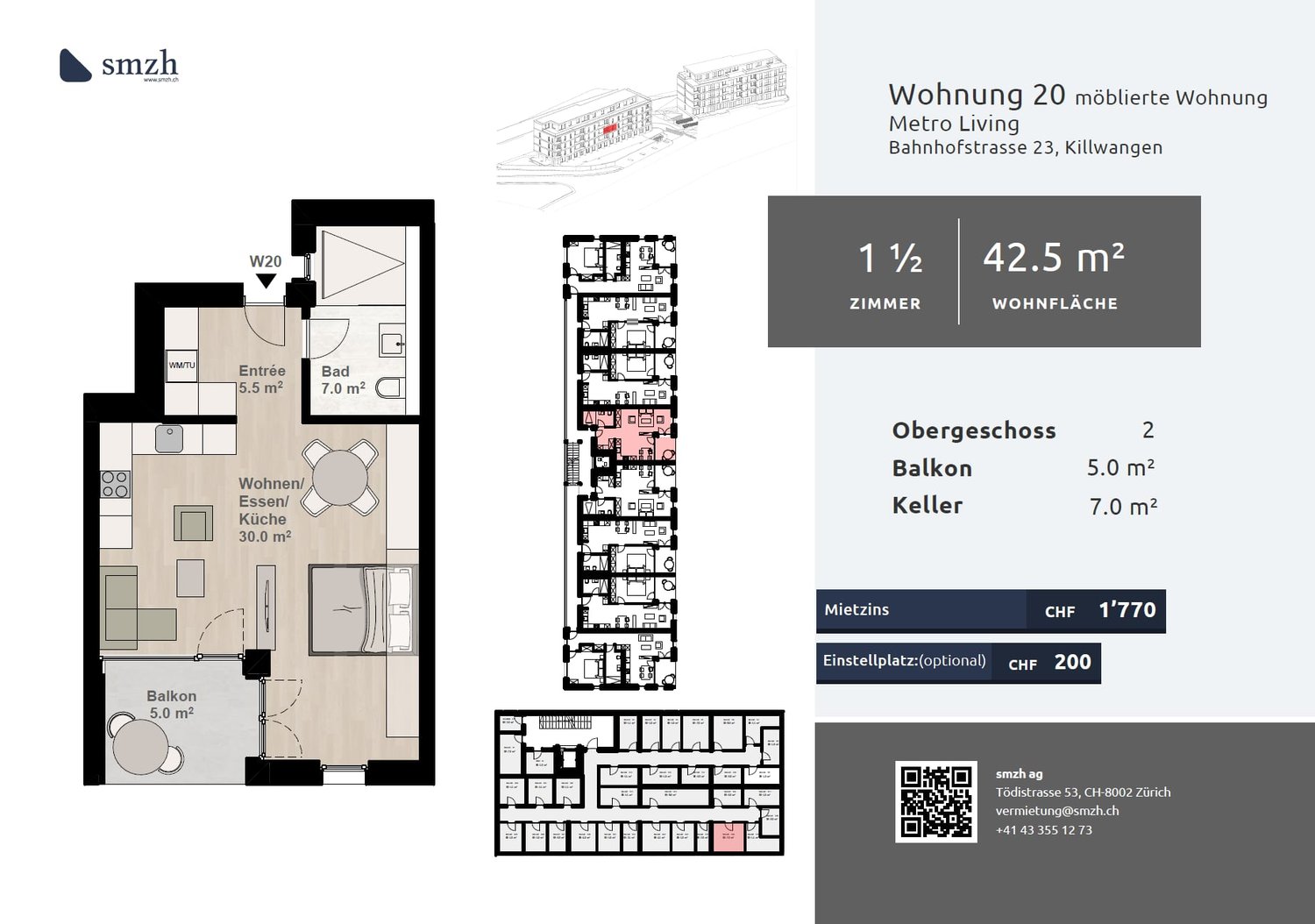 1 ½ rooms apartment