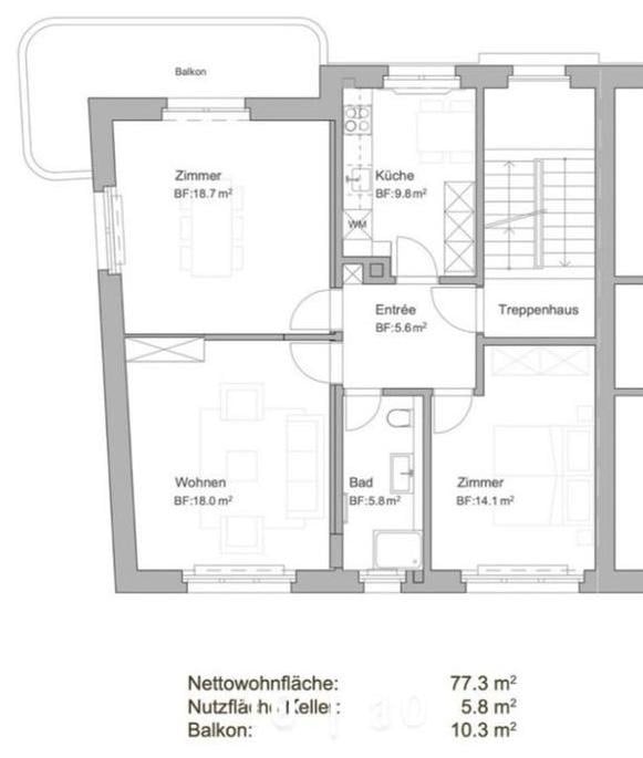 3 rooms apartment