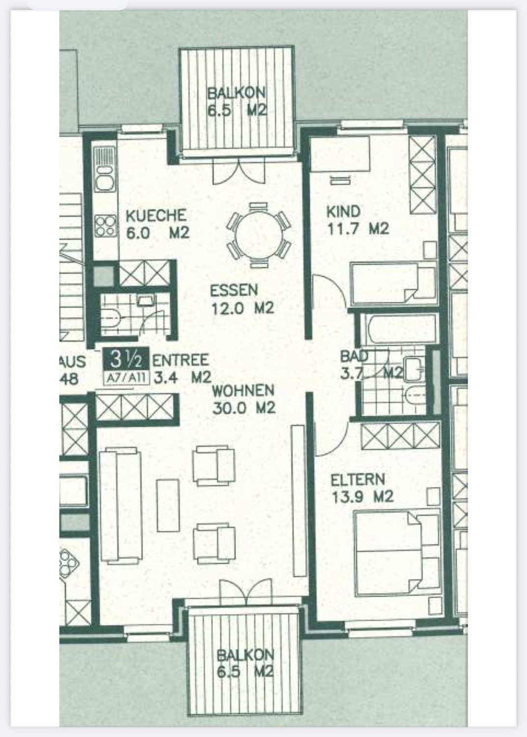 3 ½ rooms apartment